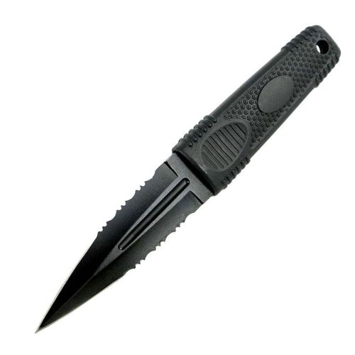 Zomb War Black Boot Knife Serrated 7.75"