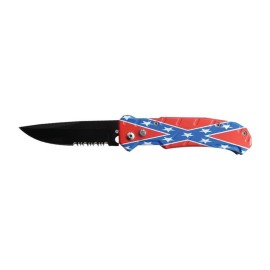 Confederate Flag Autoswitch Knife Serrated 8 Inch