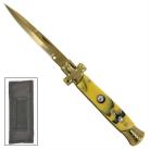 Cross Bumble Bee Stiletto Automatic Knife Gold