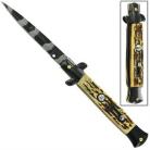 Stiletto Automatic Knife Tiger Camo Stag Switchblade Knife