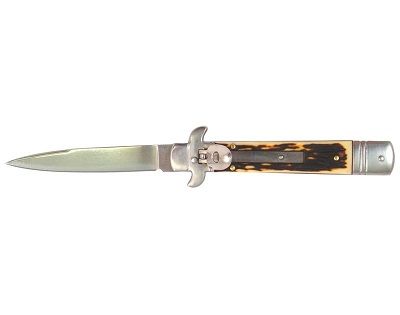faux stag leverlock automatic knife sb301f