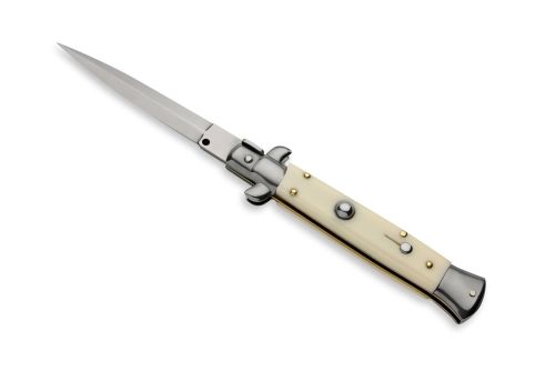 Frank Beltrame 9" Imitation Ivory Stiletto Automatic Knife Satin Dagger