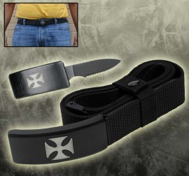 hidden belt buckle knife pirate black hg01sk