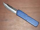 Lightning Blue D/A OTF Automatic Knife Plain Silver Blade