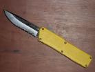 Lightning Yellow D/A OTF Automatic Knife Serrated Silver Blade