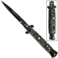 milano switchblade stiletto black splash knife a150pb