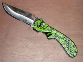 7.5" top tech green switchblade taiwan knife