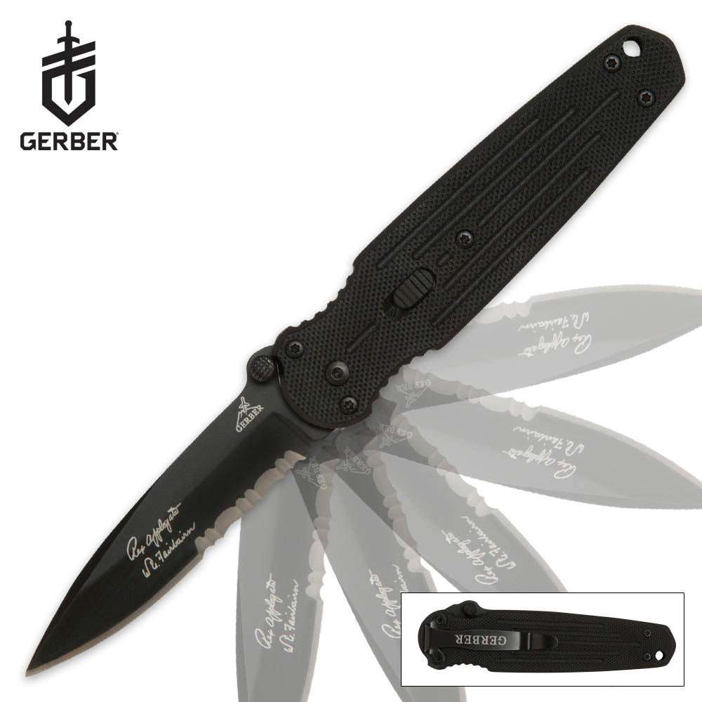 Gerber Applegate Fairbairn Black Mini Assisted Opening Knife G10 Black