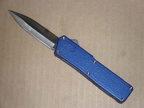 Lightning Switchblade Blue D/A OTF Automatic Knife Satin Dagger